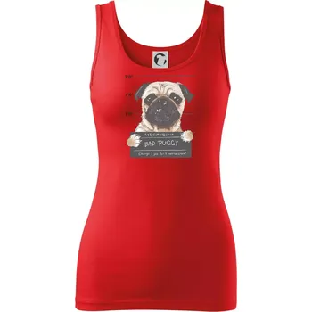 Dámské tričko Mops - Bad Puggy - Dámské tílko - S ( Červená )