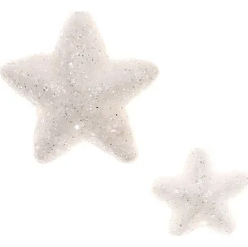 Vánoční dekorace Hvězdičky z polystyrenu, bílé, mix 2velikostí. Cena za 1balení (24ks).