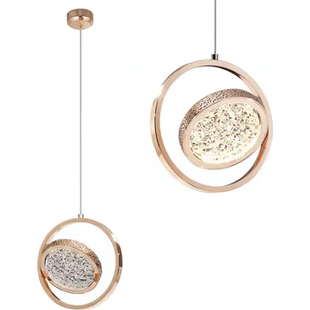 Toolight Závěsné moderní LED osvětlení Crystal D107 LHJ106-1CP růžová zlatá