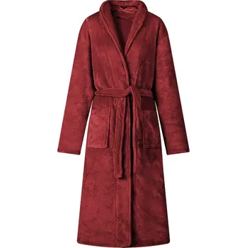 Dámský župan vidaXL Župan bez kapuce Bordeaux červená xl Flanel