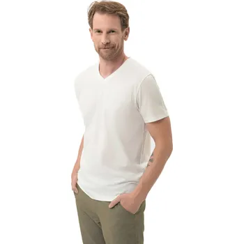 Pánské tričko s krátkým rukávem s V-výstřihem VOLCANO-SLIT-100-WHITE Bílá XXL