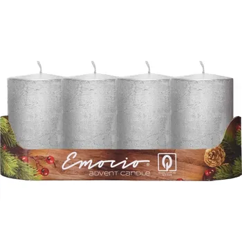 Svíčka Emocio Válec 4ks 50x100mm Rustik Metal stříbrné svíčky