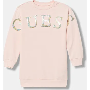 Dámské šaty Dětské bavlněné šaty Guess růžová barva, mini, K5BK10 KAD74 K5BK10.KAD74.9BYA 03X, vel. 88-96