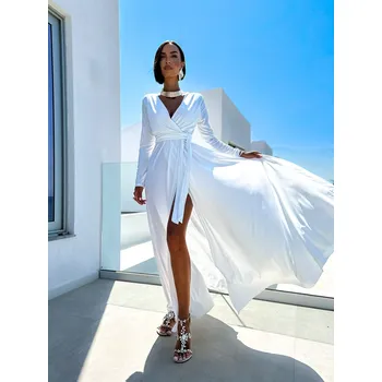 Dámské šaty Bílé dlouhé elegantní šaty JOELLIAN Velikost: ONESIZE