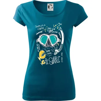 Dámské tričko Potapěčské brýle text - Dámské triko Pure - 3XL ( Petrolejová )