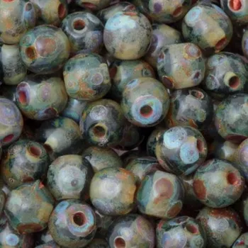 Korálek CZ Korálek mačkaný KULIČKA 4mm zelená travertin