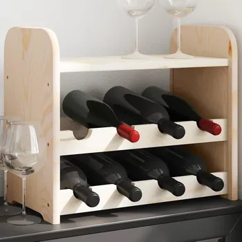 Stojan na víno vidaXL Regál na víno s horní policí 43x25x37 cm masivní borové dřevo [4007556]