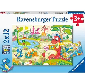 Puzzle Ravensburger puzzle 052462 Moji dinosauří přátelé 2x12 dílků