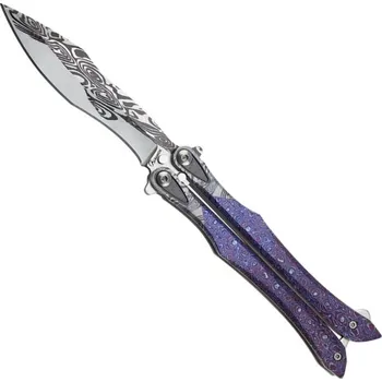 Bojový nůž Albainox Nůž motýlek purple 3D balisong