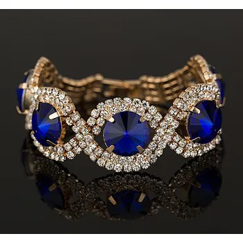 Náramek B-TOP Elegantní dámský náramek Blue Crystal - pozlacený