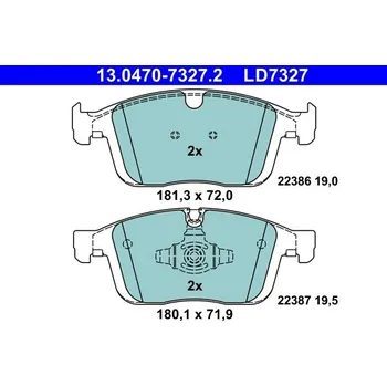 Brzdová destička Sada brzdových destiček, kotoučová brzda ATE 13.0470-7327.2