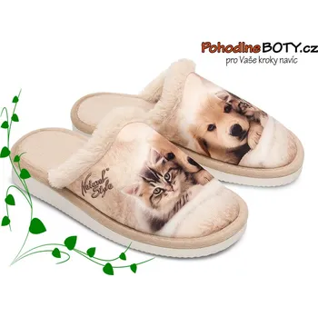 Dámská obuv Natural Styl - Meteor Domácí pantofle Natural Style s pejskem a kočičkou 109