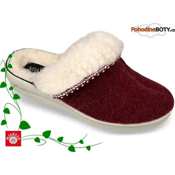 Dámské pantofle Dámská domácí obuv pantofel Mjartan 831-T05LN vínové ( s kožíškem)