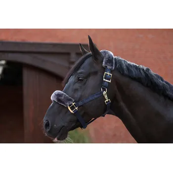Jezdectví Bucas Ohlávka Show-Line Bucas, s polovičním beránkem, navy/grey COB