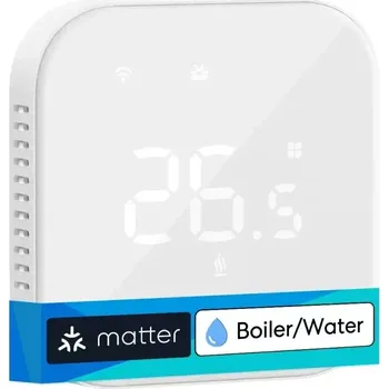 Termostat Meross Matter Smart Wi-Fi Termostat pro Kotel / Vodní Podlahové Topení, MTS215BMA, Bílý (EU verze)