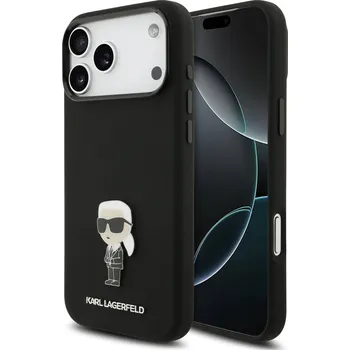 Pouzdro na mobilní telefon Karl Lagerfeld Liquid Silicone Metal Ikonik Zadní Kryt pro iPhone 17 Pro Max černý