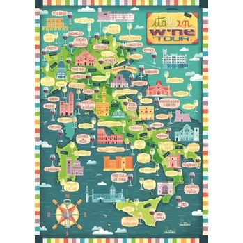 Puzzle Ravensburger 120012382 Mapa Itálie - Italská vinařská prohlídka