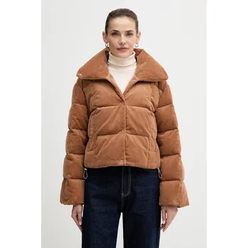 Manšestrová péřová bunda Calvin Klein Jeans hnědá barva, zimní, LV044D527G 82X, vel. XS