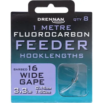 Rybářský háček Drennan návazce Fluorocarbon Feeder Wide Gape vel.16 / 3,3lb