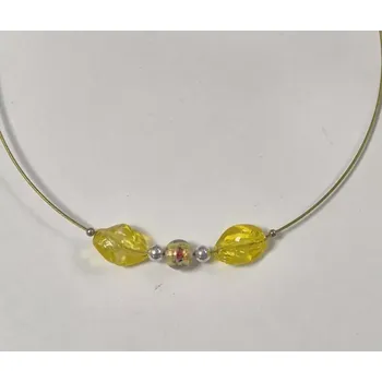 Náhrdelník Náhrdelník na lanku s vinutkami - žlutá