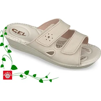 Dámská zdravotní obuv Pantofel na klínku gelová stélka Mjartan 2814-N13-B (1-07-53 béžová suchý zip)