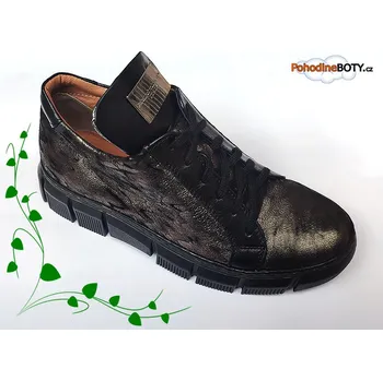 Dámské mokasíny Dámské luxusní bronzové boty na platformě kůže Aldex (W-2292 černo-bronzové)