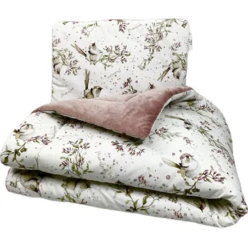 přikrývka Mimilove Přikrývka nejen pro miminka s polštářkem Velvet Golden birds Rose