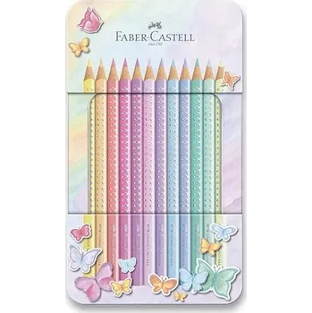 Kresba FaberCastell sparkle pastelky 12 barev třpytivé v plechové krabičce