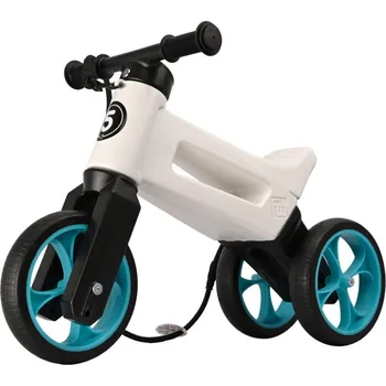 Odrážedlo Odrážedlo FUNNY WHEELS Rider SuperSport 2v1 bílé / tyrkysové s popruhem a tichými koly
