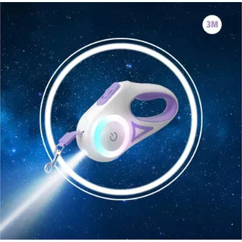 Vodítko pro psa Navíjecí vodítko s LED osvětlením Varianta: fialová - 3 m