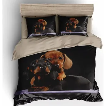 Povlečení NOVINKA 2025! Sada oboustranného povlečení s 3D efektem – JEZEVČÍCI štěňata + prostěradlo ZDARMA! 70 x 90 / 140 x 200 cm