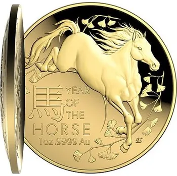 Zlatá mince Lunární série Year of the Horse (Rok koně) 1 Oz 2026 Dome PROOF (Lunar RAM)