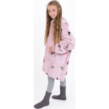 Dívčí oblečení Beránková mikina mikroplyš – Motýlci růžové velikost S dětská