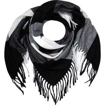 Šátek Dámský hřejivý šátek černobílá kostka 7200821-6