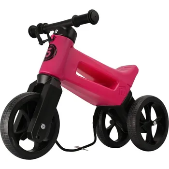 Odrážedlo Odrážedlo FUNNY WHEELS Rider SuperSport 2v1 růžové tmavé s popruhem a tichými koly