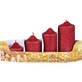 Svíčka Nohel Garden Svíčky adventní STUPŇOVITÉ PEGAS - červené - d4,5x5,7,9,11cm 4ks