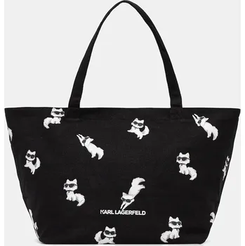 Kabelka Bavlněná kabelka Karl Lagerfeld IKON B1W50053 černá 99X, vel. ONE SIZE