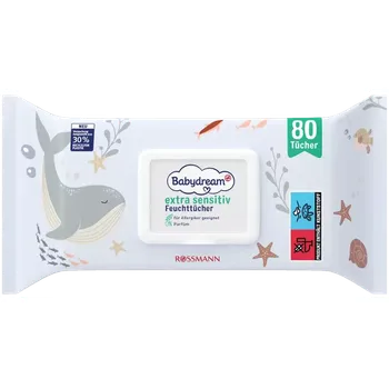 Hygienický ubrousek Babydream Vlhčené ubrousky extra sensitive s pop-up uzávěrem 80 ks 80 ks