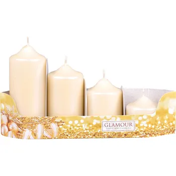 Svíčka Nohel Garden Svíčky adventní STUPŇOVITÉ metalické d4,5x5/7/9/11cm - světle béžová