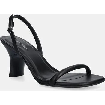 Dámské sandále Kožené sandály Calvin Klein SCULPT KITT HEEL STRAPPY LTH černá barva, HW0HW02800 99X, EUR 40