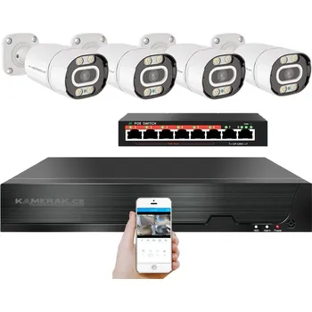 Kompletní kamerový systém IP 4 kamerový set s externím PoE XM-403B-Ext. 4MPx, CZ menu