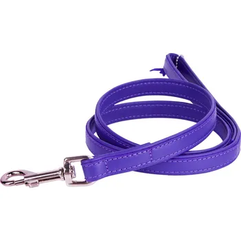 Obojek pro psa Vodítko kožené Glamour Classic - fialové (122cm/25mm)