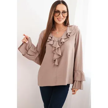 Dámská halenka Kesi Dámská halenka z viskózy s volány a dlouhým rukávem Barva: Fialová, Velikost: UNI