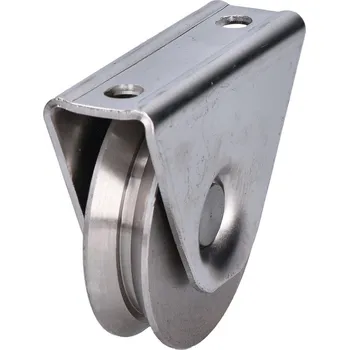 Pohon brány kolečko pro posuvnou bránu VK78/20-V, nerez - nerezová kladka ø 78 mm pro bránu po kolejnici, montáž pod rám, profil V, nosnost 400 kg, nerez /AISI304