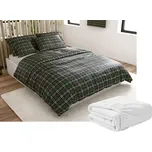 Sada mikroplyšového povlečení GLENMOORE zelené + prostěradlo mikroplyš SOFT 90x200 cm bílé, jednolůžko, 140x200 / 70x90 cm