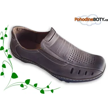 Pánská zdravotní obuv Kožené pánské mokasíny širší střih hnědé Aldex (506 braz-cr)