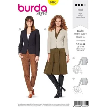 Střih na dámské sako a kabátek Burda 6160 -