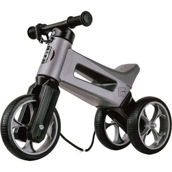 Odrážedlo Odrážedlo FUNNY WHEELS Rider SuperSport 2v1 stříbrné s popruhem a tichými koly