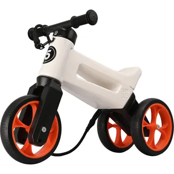 Odrážedlo Odrážedlo FUNNY WHEELS Rider SuperSport 2v1 bílé /oranžové s popruhem a tichými koly