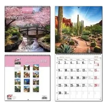 Kalendář Kalendarz 2026 30x60 13 planszowy Ogrody